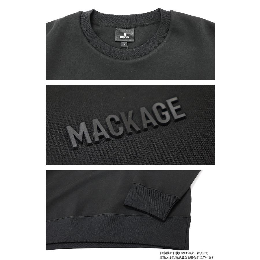 MACKAGE マッカージュ スウェットトレーナー スウェットシャツ スエット JULIAN ボンディング加工 同系色ラバーロゴ メンズ クラシック 贅沢の画像