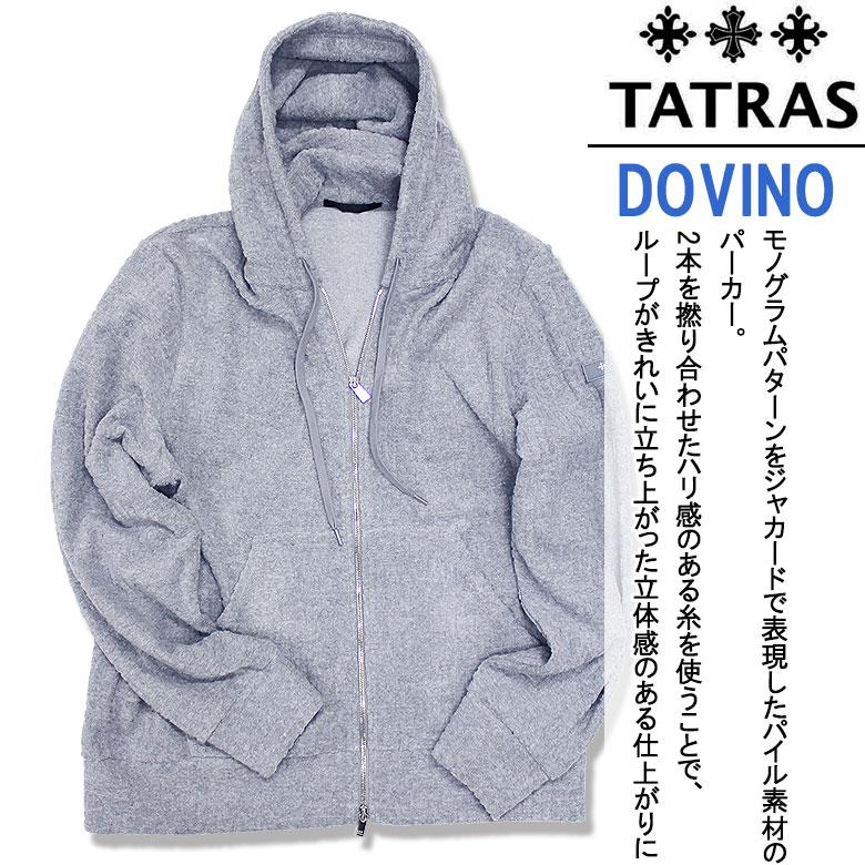 TATRAS タトラス パーカー HOODIE ジップアップ DOVINO ドヴィーノ モノグラムパターン 吸湿速乾性 ジャカード セットアップ可 メンズ 大人の画像