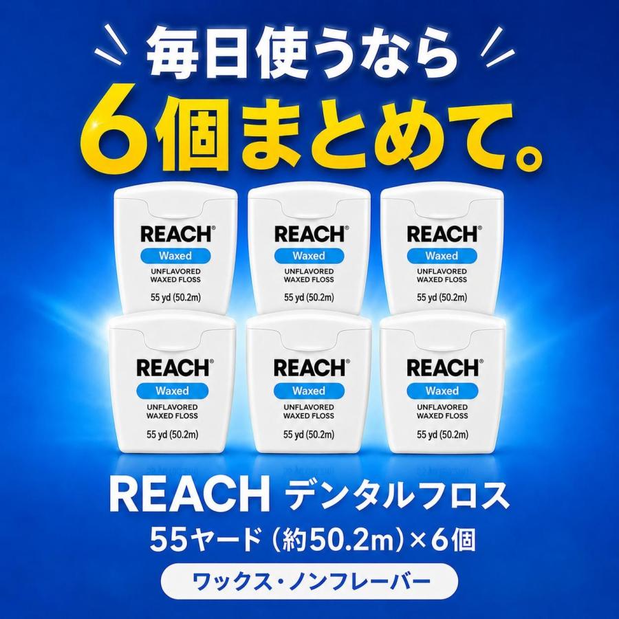 REACH リーチ / デンタルフロス 55ヤード (50.2m) 6個入 ワックス