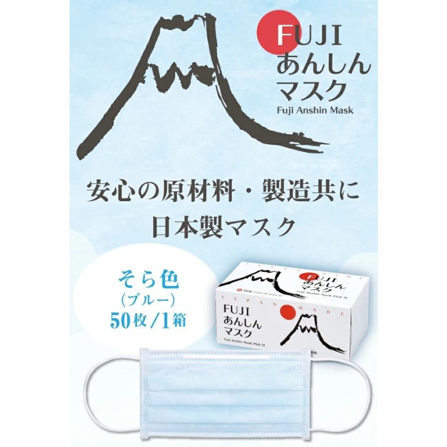 日本製 FUJIあんしん マスク そら色(ブルー) Mサイズ スタンダード