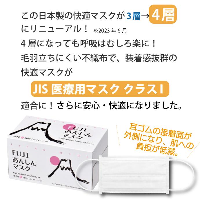 マスク 不織布 日本製 FUJIあんしん さくら色(ピンク) Mサイズ カップ