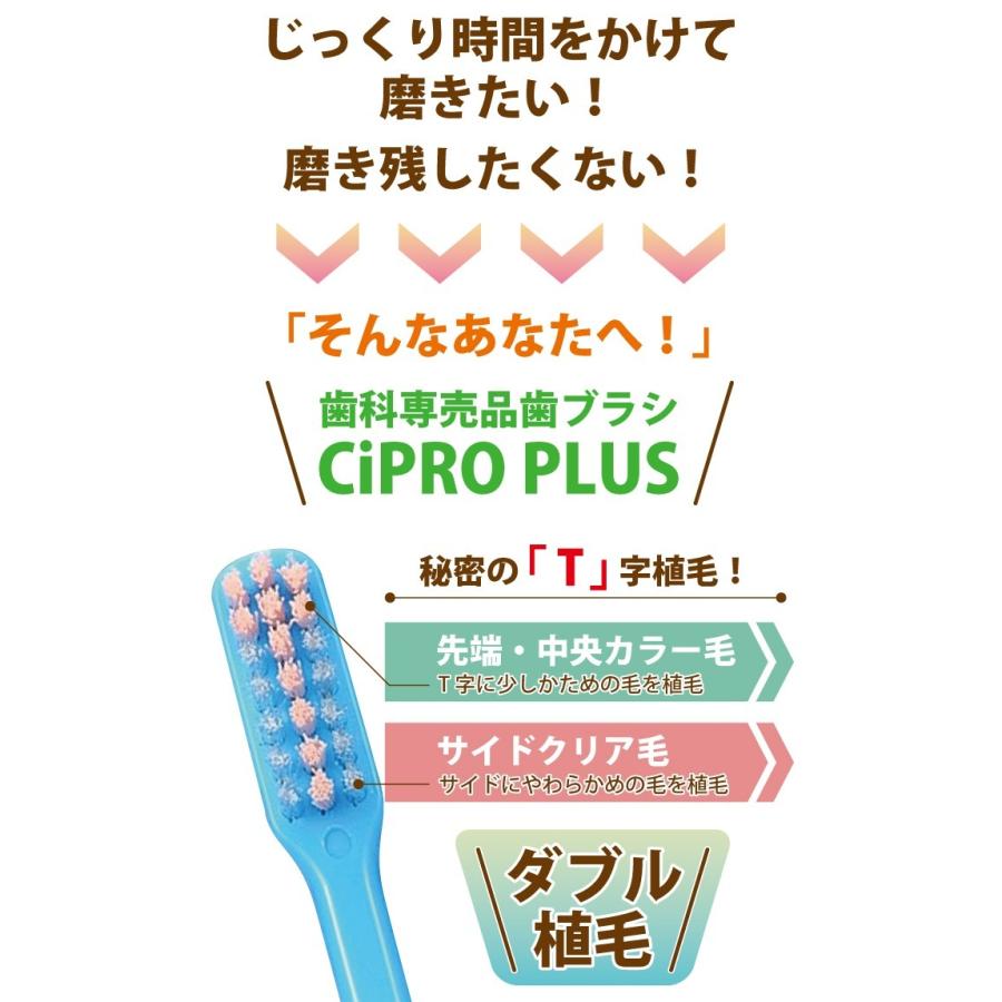 歯ブラシ Ci PRO PLUS / M(ふつう) S(やわらかめ) 20本セット W植毛  (メール便2点まで)｜d-fit｜03