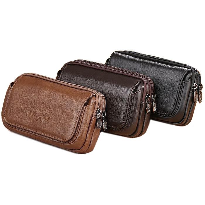 ベルト通し スマホポーチ 本革 多機種対応 ウエストポーチ ケース