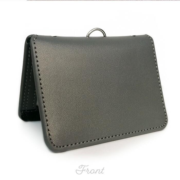 カーケース 二つ折り 本革 IDカードホルダー ネックストラップ付き