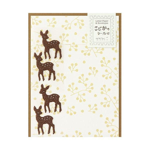 お歳暮 ミドリ 1セット(5パック) 86365006 シール付 こじか柄 レターセット その他事務用品 お歳暮 ミドリ 1セット(5パック) 86365006 シール付 こじか柄 レターセット その他事務用品