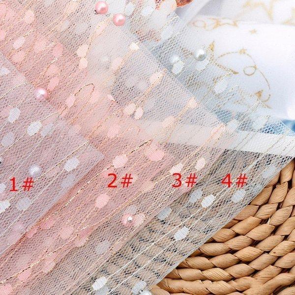 数量は多 1ヤード単位ラメチュールメッシュソフトチュール4色ドット柄パール付き可愛い手芸小物作り幅160cm Whitesforracialequity Org