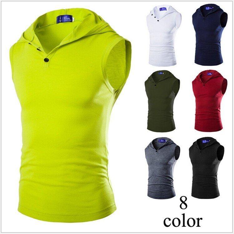 タンクトップ メンズ 夏 ロング丈 ボーダー インナー カットソー 重ね着 ノースリーブ フード付 お兄