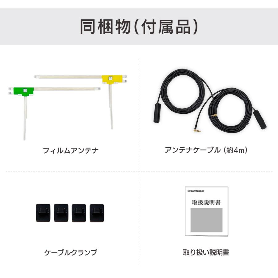 フィルムアンテナ 2個セット ブースター内蔵 フルセグ ポータブルナビ