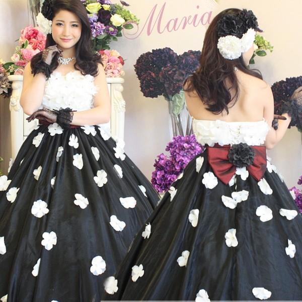 カラードレス お花散りばめバルーンスカートプリンセスドレスmka0945 ファッション Mka0945 ドレス ブライダル Dress 麻