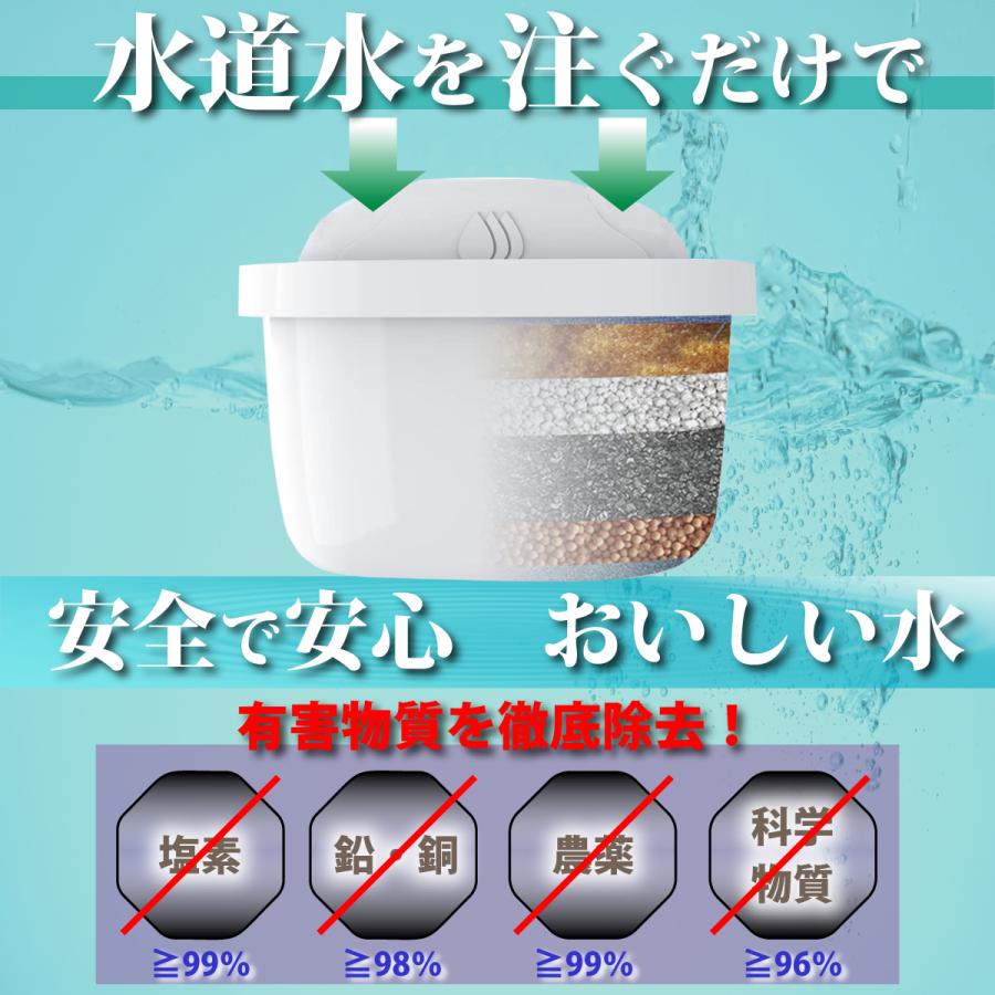 浄水ポット 本体+カートリッジ2箱12個セット 互換品 大容量 全 浄水ポット 本体+カートリッジ2箱12個セット 互換品 大容量 全