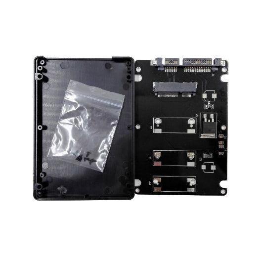 mSATA(miniSATA)50mm→2.5インチSATA3 厚7mm SSD変換ドライブケース黒