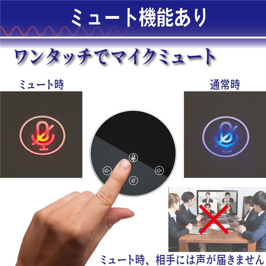 スピーカーフォン WEBマイク 簡単操作 WEB会議用マイクスピーカー PCマイク 薄型 Zoom Skype対応 高感度 無指向性マイク USB給電｜d-n｜04