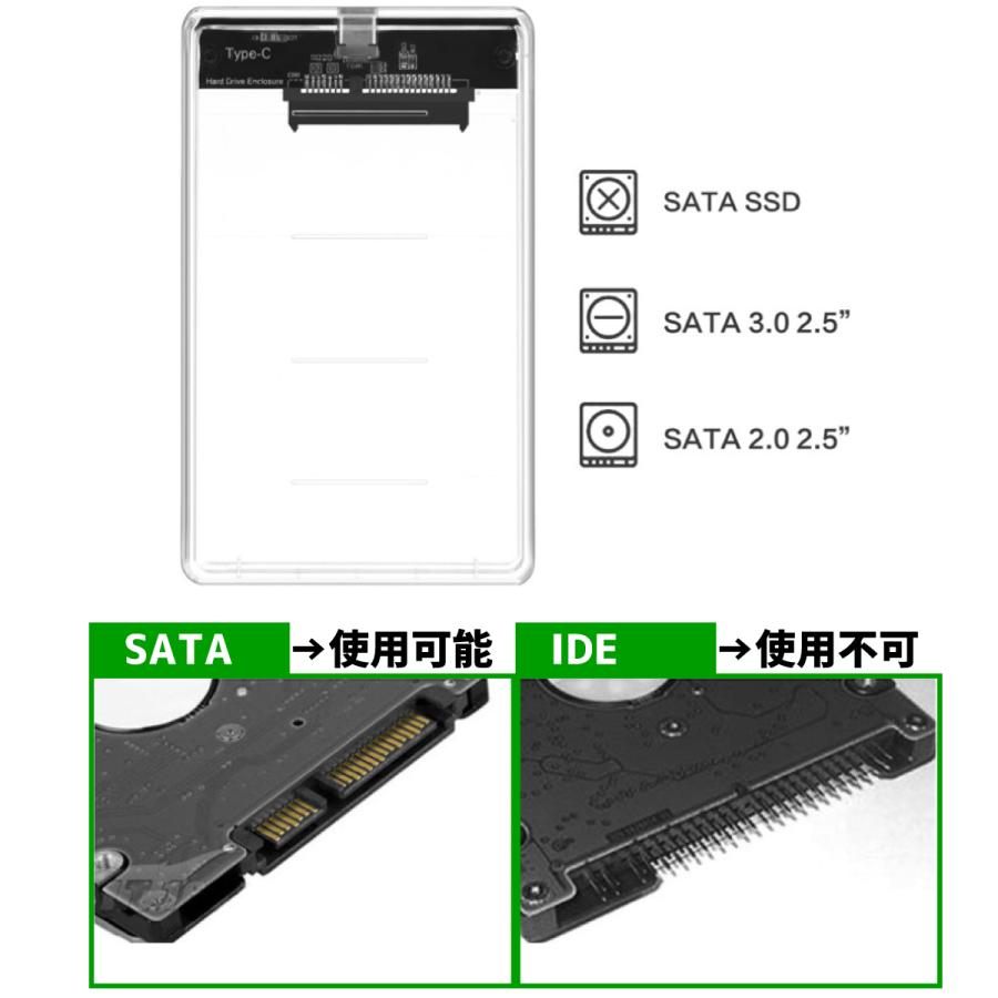 Type-C 2.5インチ HDD/SSD ケース USB3.1 GEN1 ドライブケース 5Gbps