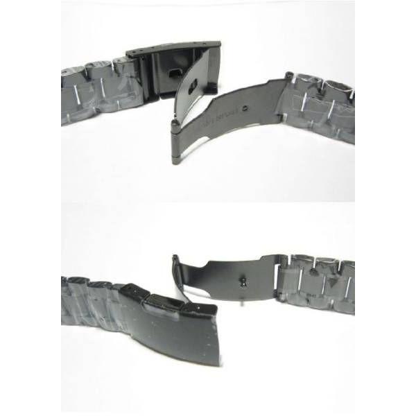 腕時計 ベルト 18mm ステンレス 黒 3連 直カン : パープルヘイズ