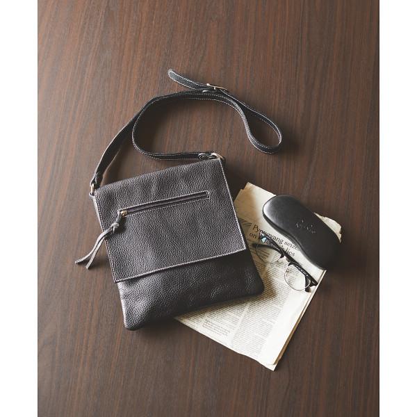 アントネッロマージ イタリア製フラップレザーメンズショルダーバッグ