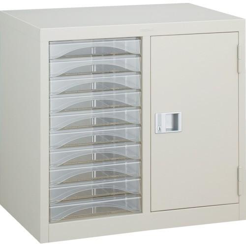 TRUSCO レターケース A4型・扉棚付コンビ 浅型引出し10個 A4S210K