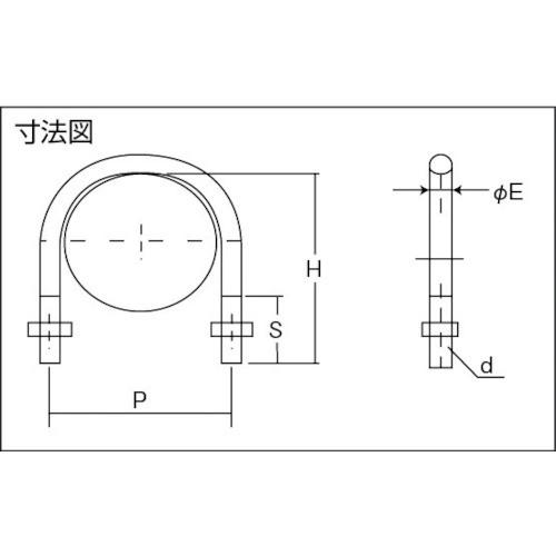 TRUSCO PC管用Uボルト SUS304 呼び径20A ねじ径W3/8 TPCUBT20AS|d-park|03