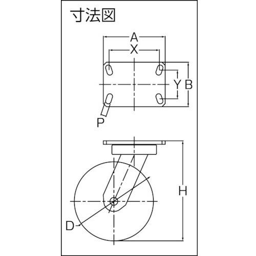 TRUSCO　重高荷重用キャスター　自在　150MM　耐湿ウレタン車輪650KGF　HRHM150650PCITG