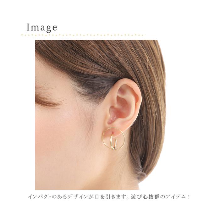 ピアス 18k 18金 フープ サークル k18 ダブルサークル シンプル 地金 