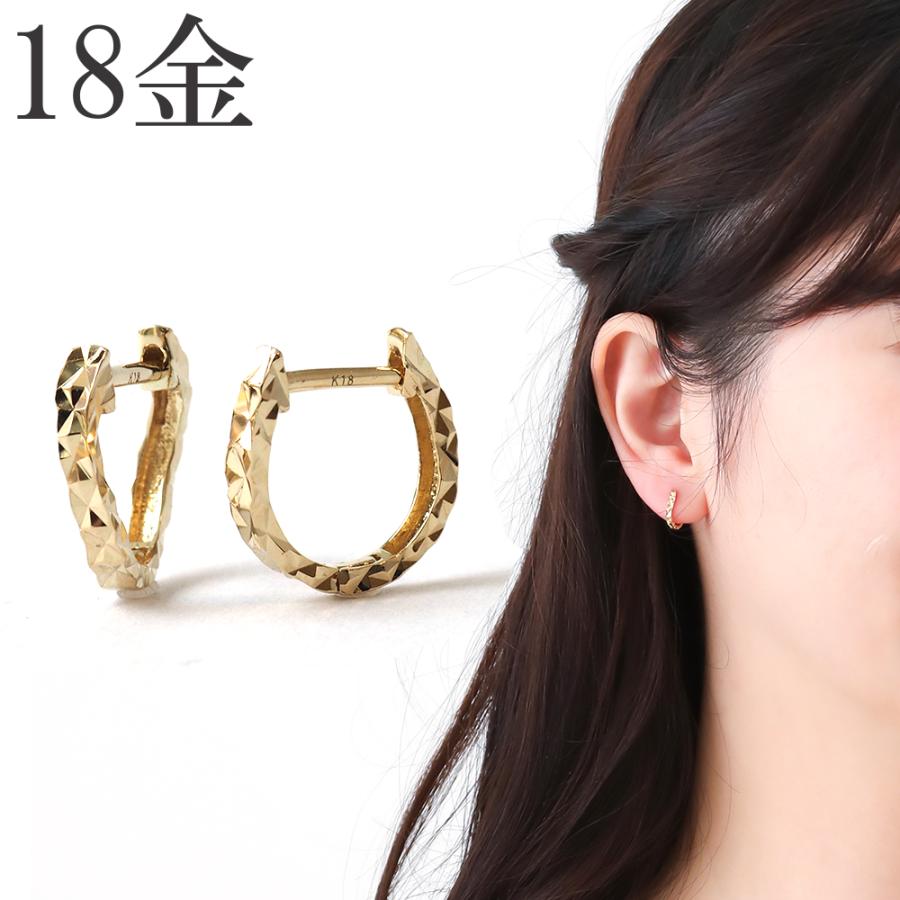 ピアス 18k フープピアス 中折れ キラキラ シンプル 18金ピアス ピアス 18k フープピアス 中折れ キラキラ シンプル 18金ピアス