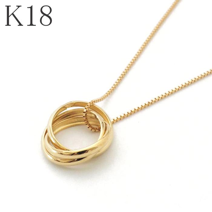 18金 ネックレス サークル 18k k18 ゴールド 3連リング 18金 ネックレス サークル 18k k18 ゴールド 3連リング