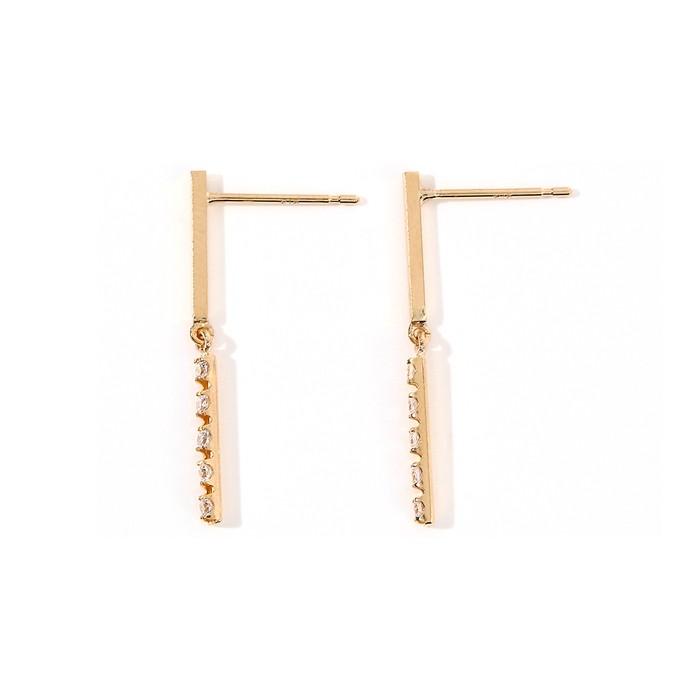 ピアス 18k 揺れる 18金 k18 バー キュービック ジルコニア 18金ピアス