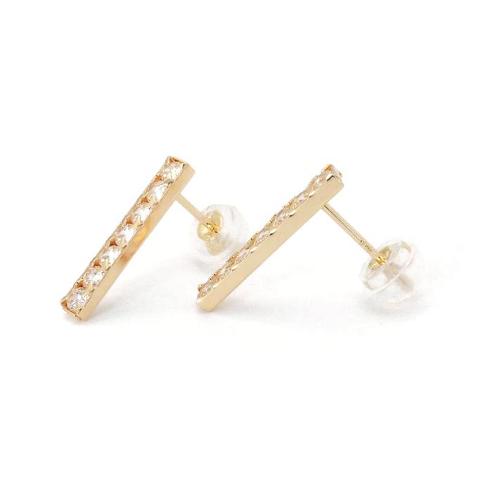 k18 バー ピアス 18金 18k バーピアス キュービック ジルコニア