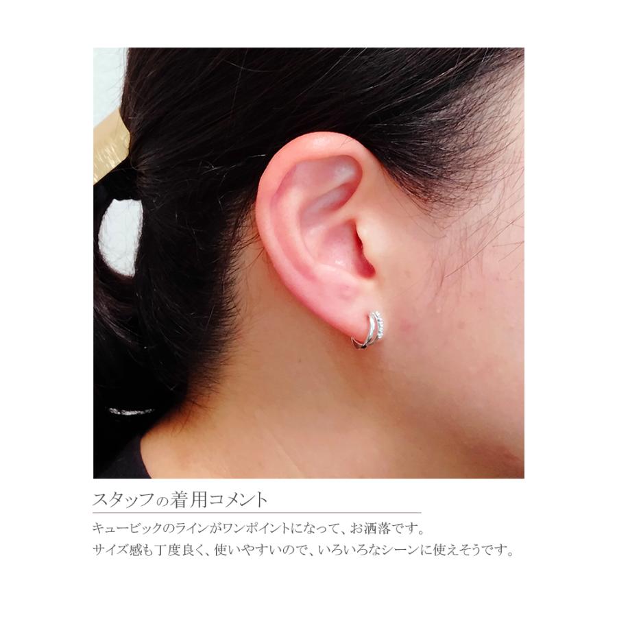 フープ ピアス k10 WG 10金 10k ホワイトゴールド キュービック