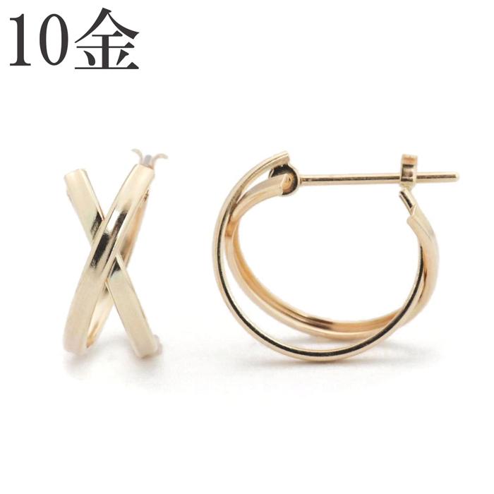 新品　K10 2wayのデザインが楽しめるフープピアス 10金　トルコ製 10金 k10 ゴールド フープ ピアス 11mm レディース 女性 メンズ