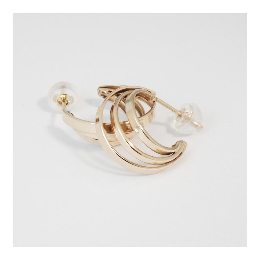 ピアス k10 10金 10k フープ風 半円 大きめ 地金 ゴールド プレゼント