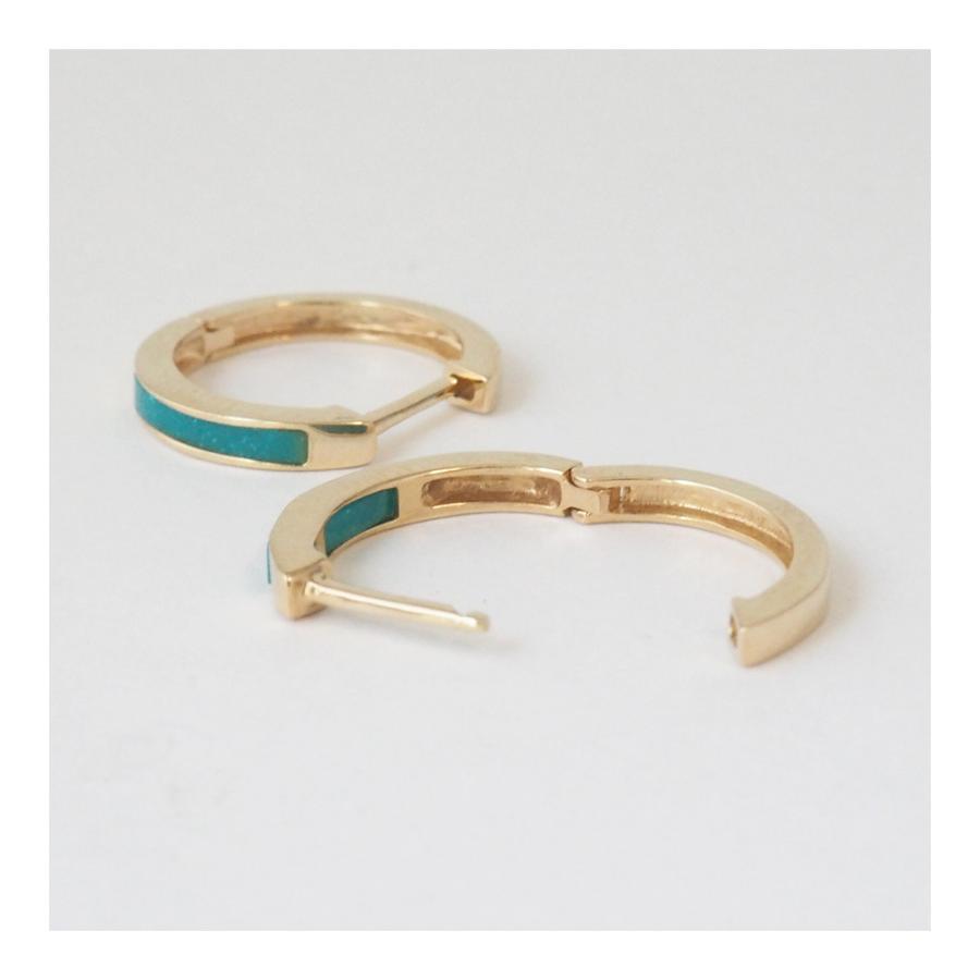 フープピアス 10金 ピアス フープ 10k k10 トルコ石 ターコイズ