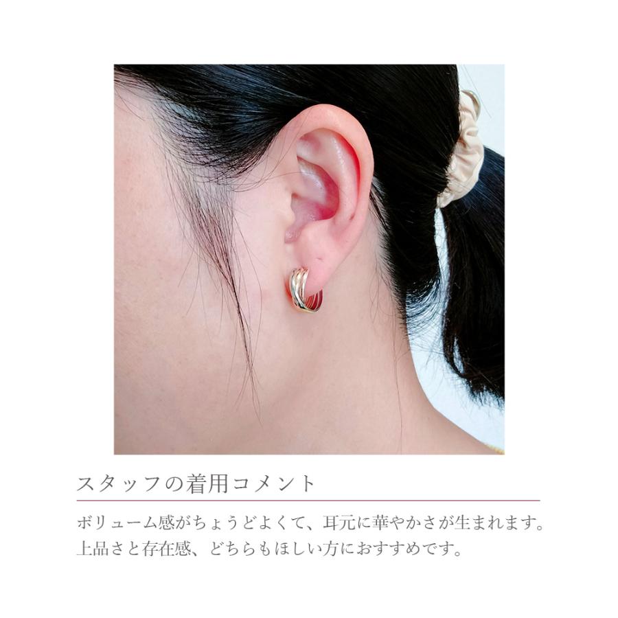 ピアス フープピアス 10金 k10 プラチナ Pt900 ゴールド ピンクゴールド PG スリーカラー シンプル レディースの画像
