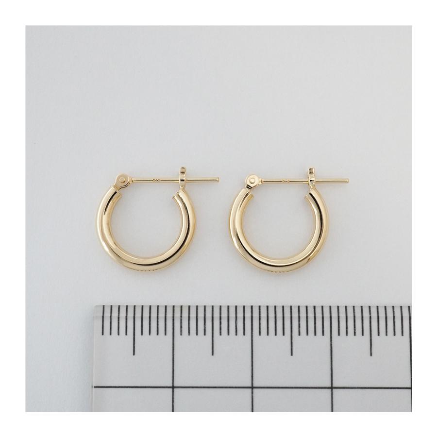 18金 フープピアス 18k 2×13 k18 輪っか 1ペア メンズ 18金ピアス  