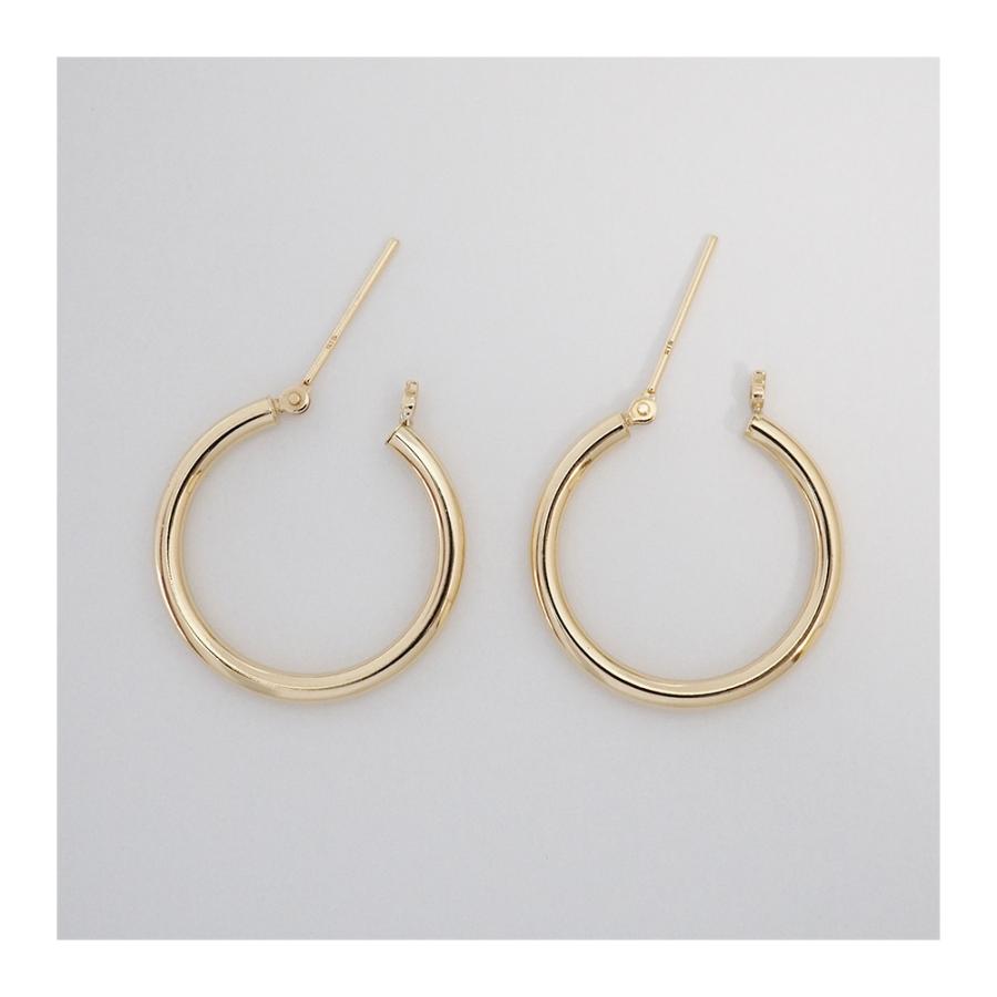 18金　2x20 フープピアス K18 楽天市場】18金 フープピアス 18k 2×20 k18 輪っか 1ペア 18金