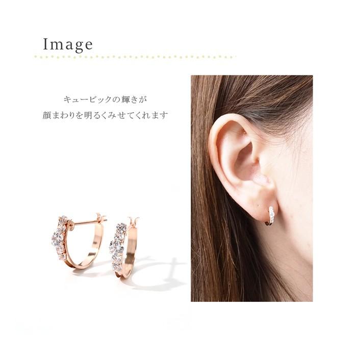 k10 フープ ピアス ピンクゴールド PG 10金 10k キュービック