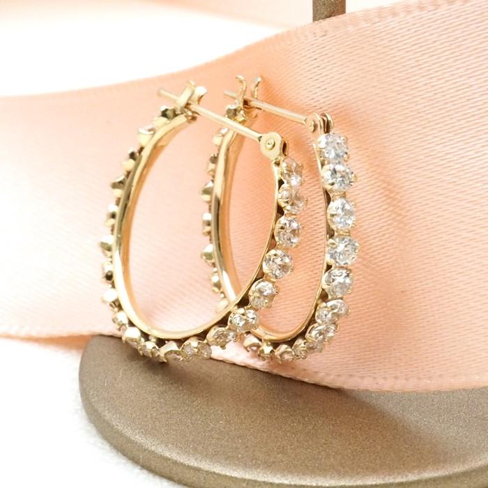 k10 フープ ピアス 10金 10k エタニティ キュービック 直径20mm