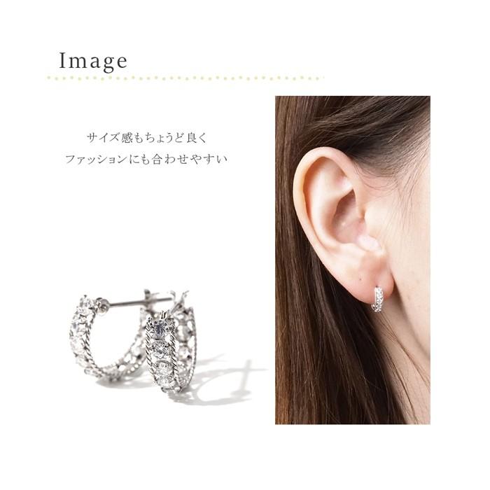 k10 フープ ピアス ホワイトゴールド WG 10金 10k キュービック