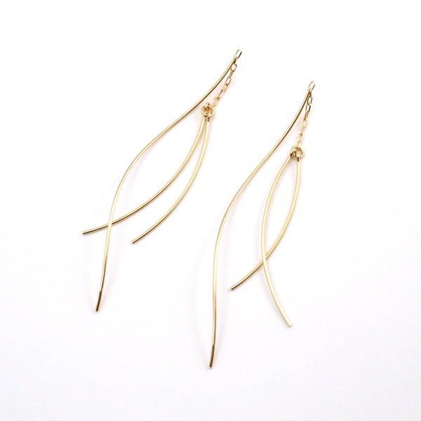 18金 アメリカンピアス k18 18k ゴールド チェーン ピアス