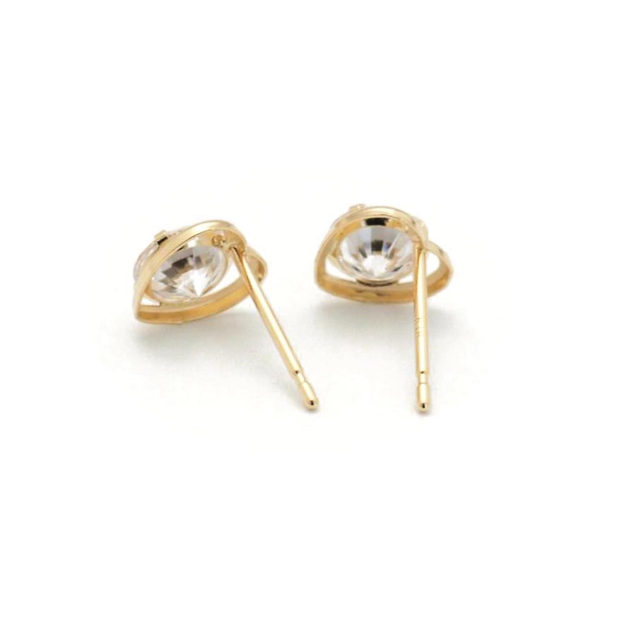 18金 ハート ピアス 18k k18 キュービック ジルコニア 18金ピアス 