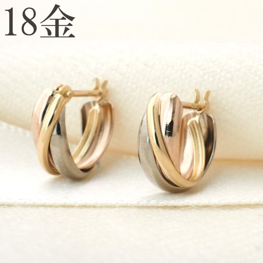 ピアス 18k フープ スリーカラー k18 18金 フープピアス K18 ピアス 18k フープ スリーカラー k18 18金 フープピアス K18