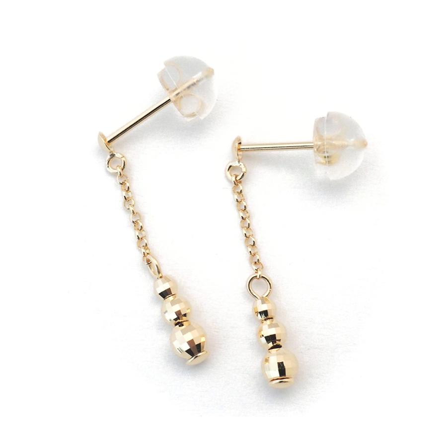 ピアス 18k 揺れる 18金 シンプル ミラーボール k18 地金 18金ピアス