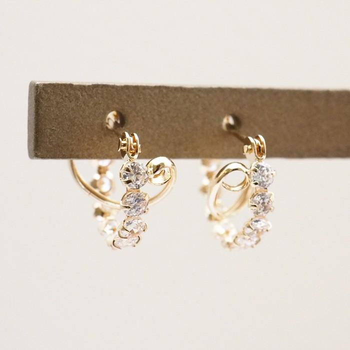 フープピアス 18k 18金 ピアス k18 フープ キュービック ジルコニア