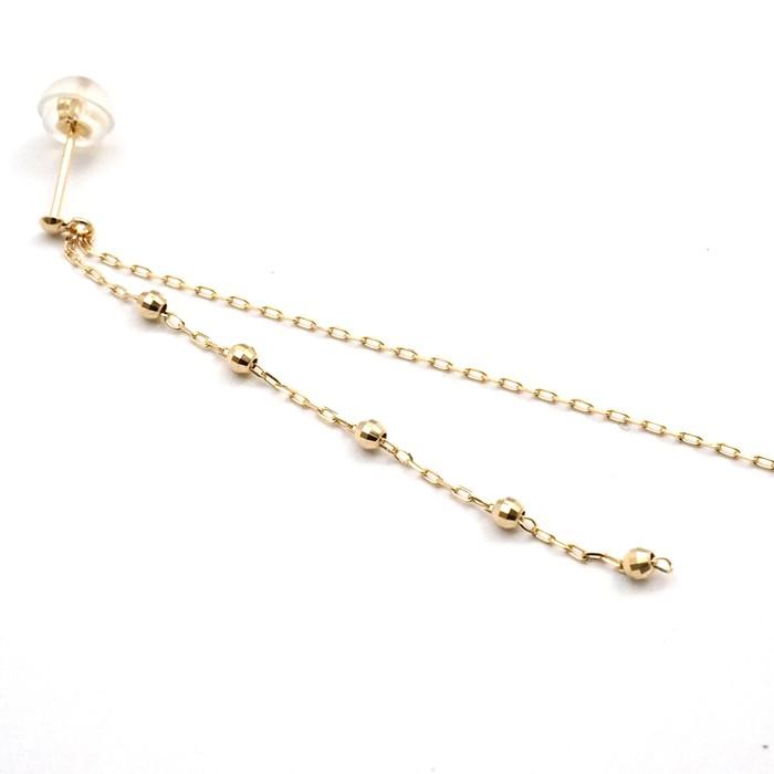 ピアス 18k 揺れる 18金 ロング チェーン 2連 ミラーボール k18 ピアス 18k 揺れる 18金 ロング チェーン 2連 ミラーボール k18