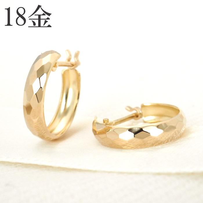 フープピアス 18k 18金 ピアス k18 フープ クロッシング 地金 シンプル