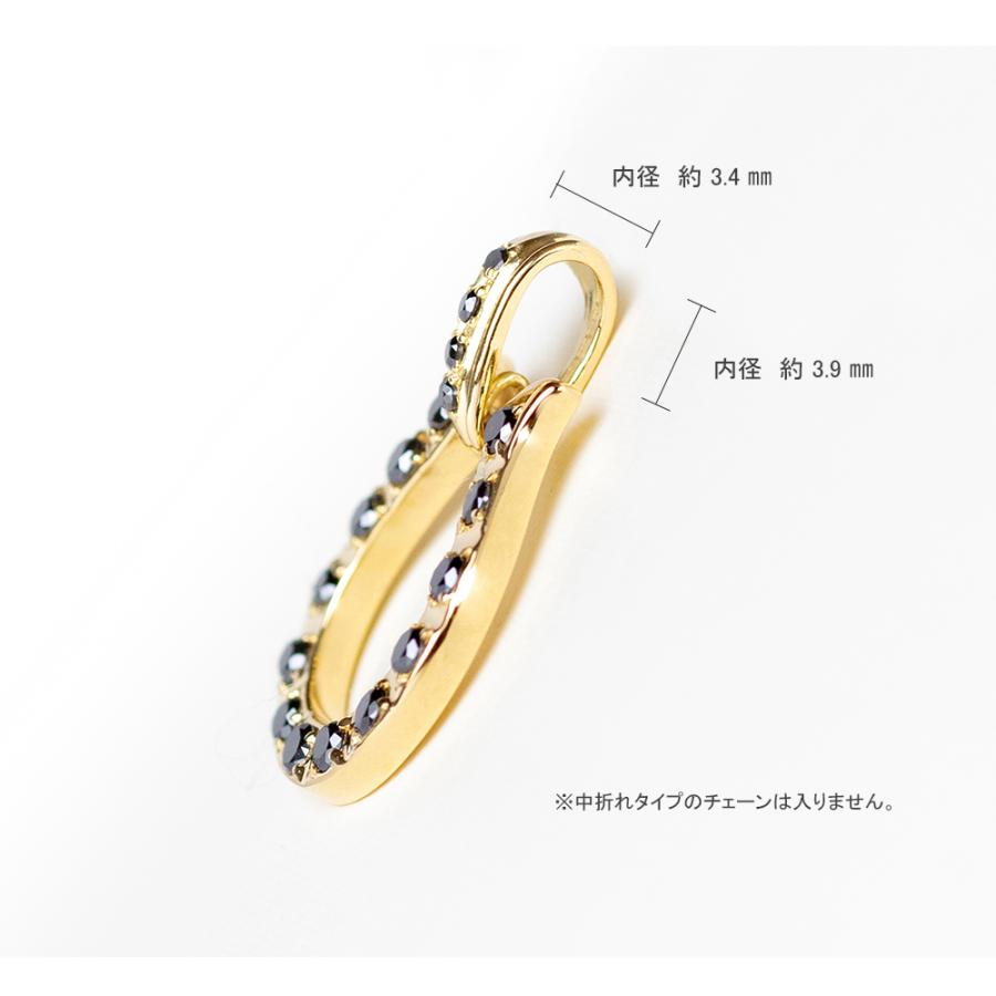 ペンダントトップ 馬蹄 18k 18金 ホースシュー ネックレス ペンダント トップ ブラックダイヤモンド 0.30ct メンズ レディース ブラックダイヤモンド入り｜d-planet1｜06