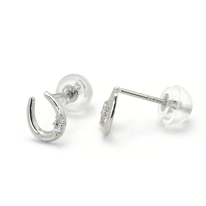ピアス プラチナ PT ダイヤ 0.04ct 馬蹄 ホースシュー レディース