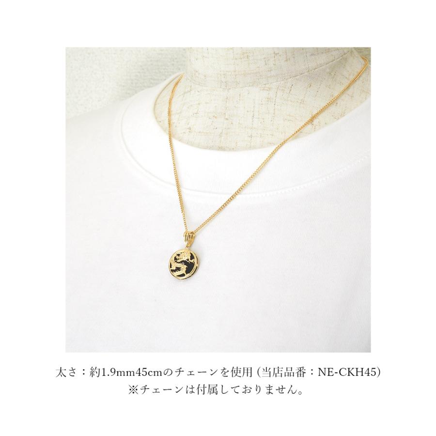 18金 ペンダント トップ オニキス k18 18k 龍 ドラゴン 金 メンズ