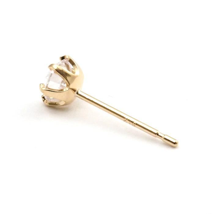 ピアス 18k 18金 シンプル 一粒 k18 キュービック ジルコニア 4mm 6本
