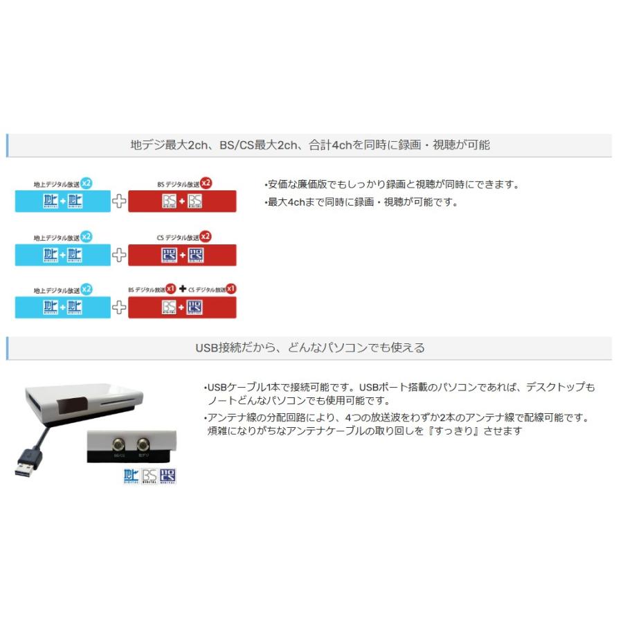 プレクス テレビチューナー 4チャンネル同時録画・視聴 地上
