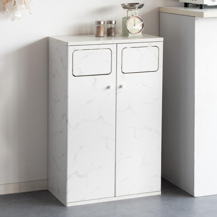 メーカー直送 宮武製作所 Empro(エンプロー) DB-802R-DWH ダブルダストボックス ゴミ箱 組立式 プッシュ式 45Lポリ袋対応 大理石ホワイト | 